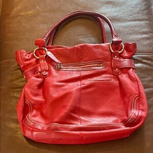 Red Leather Tote Bag